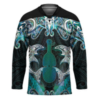 New Zealand Kotiate Weapon Hockey Jersey Aotearoa Mango Paua Shell Maori Pattern LT22 Unisex Blue - Polynesian Pride