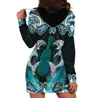 New Zealand Kotiate Weapon Hoodie Dress Aotearoa Mango Paua Shell Maori Pattern LT22 - Polynesian Pride