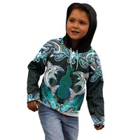 New Zealand Kotiate Weapon Kid Hoodie Aotearoa Mango Paua Shell Maori Pattern LT22 - Polynesian Pride