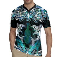 New Zealand Kotiate Weapon Rugby Jersey Aotearoa Mango Paua Shell Maori Pattern LT22 - Polynesian Pride