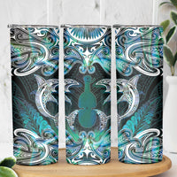 New Zealand Kotiate Weapon Skinny Tumbler Aotearoa Mango Paua Shell Maori Pattern LT22 - Polynesian Pride