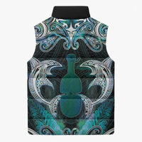 New Zealand Kotiate Weapon Sleeveless Puffer Jacket Aotearoa Mango Paua Shell Maori Pattern LT22 - Polynesian Pride