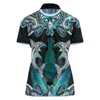 New Zealand Kotiate Weapon Women Polo Shirt Aotearoa Mango Paua Shell Maori Pattern LT22 - Polynesian Pride