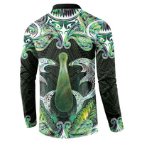 New Zealand Mere Pounamu Weapon Button Sweatshirt Aotearoa Mango Paua Shell Maori Pattern LT22 - Polynesian Pride
