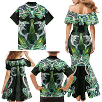 New Zealand Mere Pounamu Weapon Family Matching Mermaid Dress and Hawaiian Shirt Aotearoa Mango Paua Shell Maori Pattern LT22 - Polynesian Pride