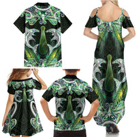 New Zealand Mere Pounamu Weapon Family Matching Summer Maxi Dress and Hawaiian Shirt Aotearoa Mango Paua Shell Maori Pattern LT22 - Polynesian Pride