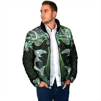 New Zealand Mere Pounamu Weapon Padded Jacket Aotearoa Mango Paua Shell Maori Pattern LT22 - Polynesian Pride