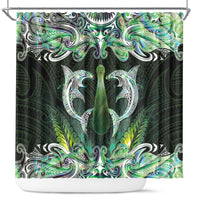 New Zealand Mere Pounamu Weapon Shower Curtain Aotearoa Mango Paua Shell Maori Pattern LT22 Green - Polynesian Pride