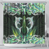New Zealand Mere Pounamu Weapon Shower Curtain Aotearoa Mango Paua Shell Maori Pattern LT22 - Polynesian Pride