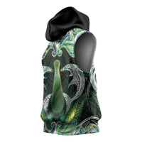New Zealand Mere Pounamu Weapon Sleeveless Hoodie Aotearoa Mango Paua Shell Maori Pattern LT22 - Polynesian Pride