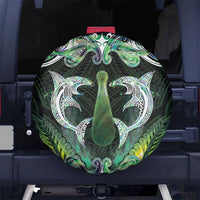 New Zealand Mere Pounamu Weapon Spare Tire Cover Aotearoa Mango Paua Shell Maori Pattern LT22 No hole Green - Polynesian Pride