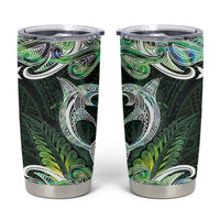 New Zealand Mere Pounamu Weapon Tumbler Cup Aotearoa Mango Paua Shell Maori Pattern LT22 Green - Polynesian Pride