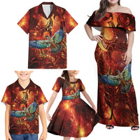 New Zealand Kea Bird Matariki Personalised Family Matching Off Shoulder Maxi Dress and Hawaiian Shirt Silver Fern Maori Pattern LT22 - Polynesian Pride
