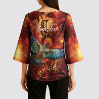 New Zealand Kea Bird Matariki Personalised Kimono Sleeve Blouse Silver Fern Maori Pattern