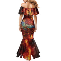 New Zealand Kea Bird Matariki Personalised Mermaid Dress Silver Fern Maori Pattern LT22 - Polynesian Pride