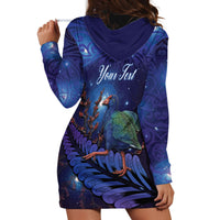 Takahe New Zealand Personalised Hoodie Dress Harakeke Silver Fern Maori Pattern LT22 - Polynesian Pride