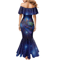 Takahe New Zealand Personalised Mermaid Dress Harakeke Silver Fern Maori Pattern