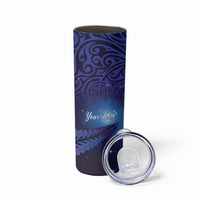 Takahe New Zealand Personalised Skinny Tumbler Harakeke Silver Fern Maori Pattern LT22 - Polynesian Pride