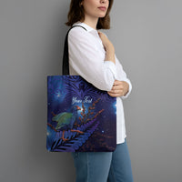 Takahe New Zealand Personalised Tote Bag Harakeke Silver Fern Maori Pattern