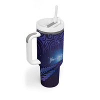 Takahe New Zealand Personalised Tumbler With Handle Harakeke Silver Fern Maori Pattern