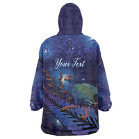 Takahe New Zealand Personalised Wearable Blanket Hoodie Harakeke Silver Fern Maori Pattern LT22 - Polynesian Pride