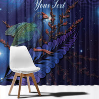 Takahe New Zealand Personalised Window Curtain Harakeke Silver Fern Maori Pattern