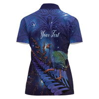 Takahe New Zealand Personalised Women Polo Shirt Harakeke Silver Fern Maori Pattern LT22 - Polynesian Pride