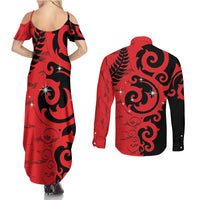 New Zealand Matariki Couples Matching Summer Maxi Dress and Long Sleeve Button Shirt Maori New Year Koru Pattern LT22 - Polynesian Pride