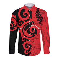 New Zealand Matariki Long Sleeve Button Shirt Maori New Year Koru Pattern