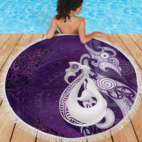 New Zealand Matariki Beach Blanket Maori Manaia Galaxy Silver Fern Purple Color LT22 - Polynesian Pride