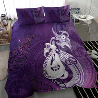 New Zealand Matariki Bedding Set Maori Manaia Galaxy Silver Fern Purple Color LT22 - Polynesian Pride