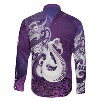 New Zealand Matariki Family Matching Summer Maxi Dress and Hawaiian Shirt Maori Manaia Galaxy Silver Fern Purple Color LT22 - Polynesian Pride