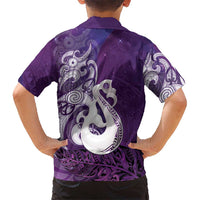 New Zealand Matariki Family Matching Tank Maxi Dress and Hawaiian Shirt Maori Manaia Galaxy Silver Fern Purple Color LT22 - Polynesian Pride