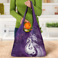 New Zealand Matariki Grocery Bag Maori Manaia Galaxy Silver Fern Purple Color LT22 - Polynesian Pride