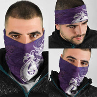 New Zealand Matariki Neck Gaiter Maori Manaia Galaxy Silver Fern Purple Color LT22 - Polynesian Pride