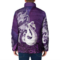 New Zealand Matariki Padded Jacket Maori Manaia Galaxy Silver Fern Purple Color LT22 - Polynesian Pride