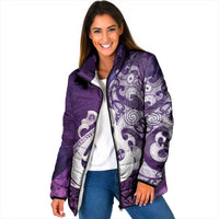 New Zealand Matariki Padded Jacket Maori Manaia Galaxy Silver Fern Purple Color LT22 Women Purple - Polynesian Pride