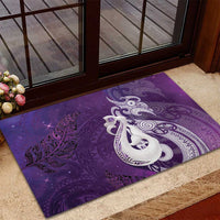 New Zealand Matariki Rubber Doormat Maori Manaia Galaxy Silver Fern Purple Color LT22 - Polynesian Pride