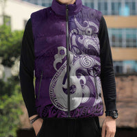 New Zealand Matariki Sleeveless Puffer Jacket Maori Manaia Galaxy Silver Fern Purple Color LT22 - Polynesian Pride