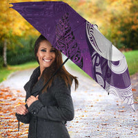 New Zealand Matariki Umbrella Maori Manaia Galaxy Silver Fern Purple Color LT22 - Polynesian Pride