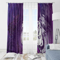 New Zealand Matariki Window Curtain Maori Manaia Galaxy Silver Fern Purple Color LT22 - Polynesian Pride