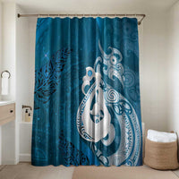 New Zealand Matariki Bathroom Set Maori Manaia Galaxy Silver Fern Blue Color LT22 Shower Curtain Only Blue - Polynesian Pride