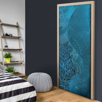 New Zealand Matariki Door Cover Maori Manaia Galaxy Silver Fern Blue Color LT22 - Polynesian Pride
