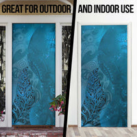 New Zealand Matariki Door Cover Maori Manaia Galaxy Silver Fern Blue Color LT22 - Polynesian Pride