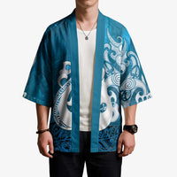 New Zealand Matariki Kimono Maori Manaia Galaxy Silver Fern Blue Color LT22 - Polynesian Pride
