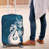 New Zealand Matariki Luggage Cover Maori Manaia Galaxy Silver Fern Blue Color LT22 Blue - Polynesian Pride