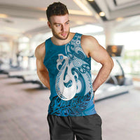 New Zealand Matariki Men Tank Top Maori Manaia Galaxy Silver Fern Blue Color LT22 Blue - Polynesian Pride