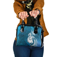New Zealand Matariki Shoulder Handbag Maori Manaia Galaxy Silver Fern Blue Color LT22 One Size Blue - Polynesian Pride