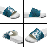 New Zealand Matariki Slide Sandals Maori Manaia Galaxy Silver Fern Blue Color LT22 - Polynesian Pride