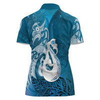 New Zealand Matariki Women Polo Shirt Maori Manaia Galaxy Silver Fern Blue Color LT22 - Polynesian Pride